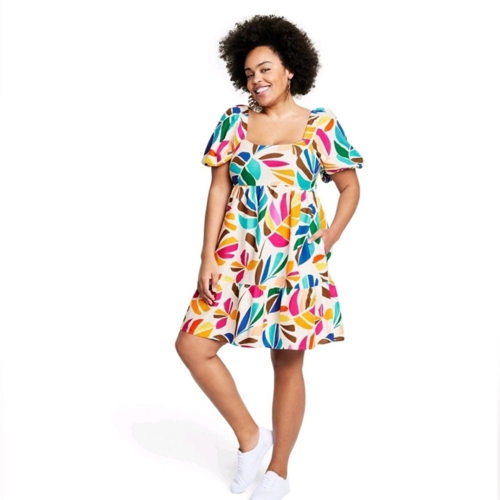 Tabitha Brown X Target Multi Color Babydoll Dress Sz Large